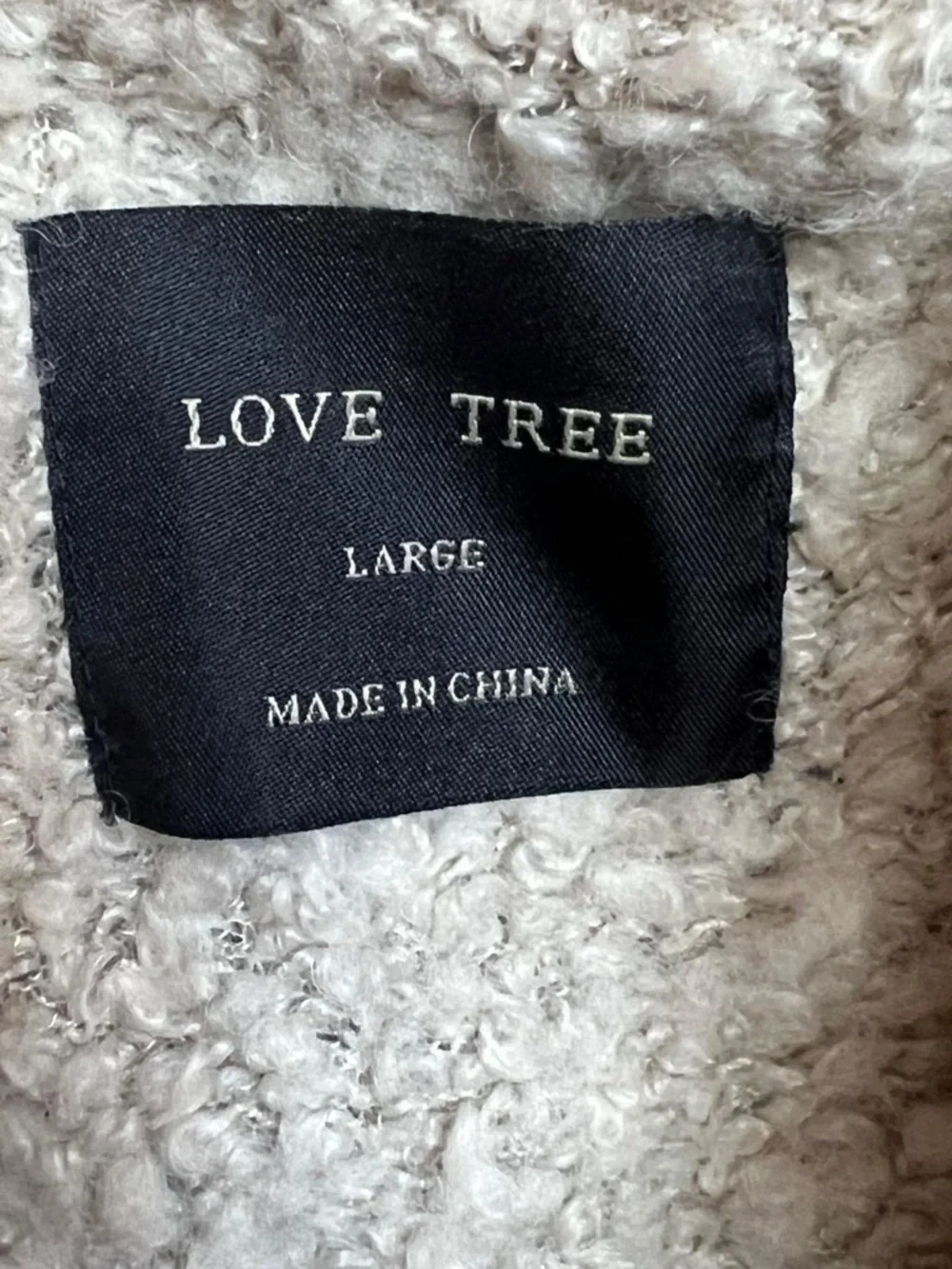 Love Tree Cream Bouclé Faux-Sherpa Vest with Tan Trim - Picture 3 of 5